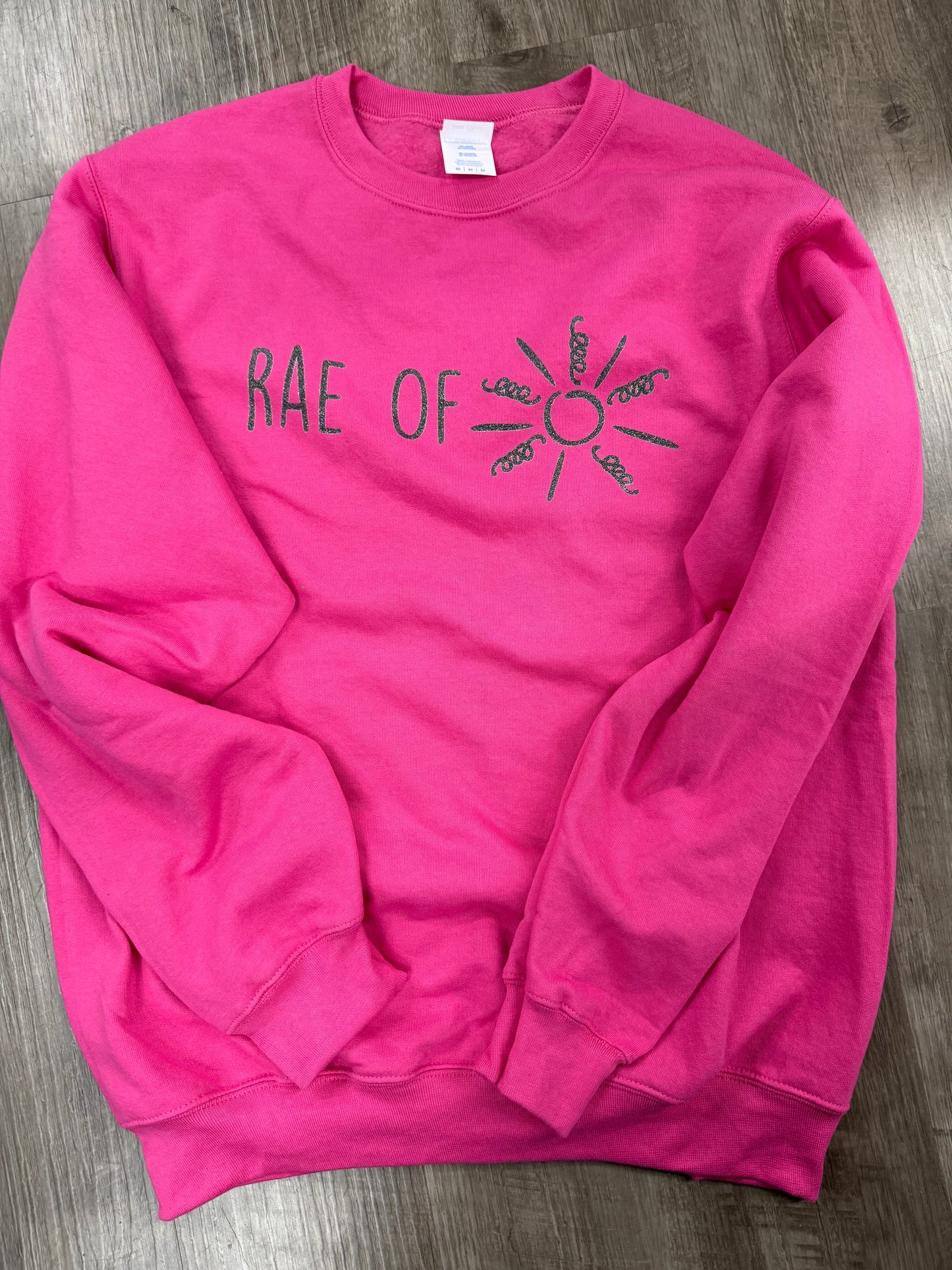 RAE OF SUNSHINE-HOT PINK CREWNECK SWEATSHIRT GLITTER DESIGN