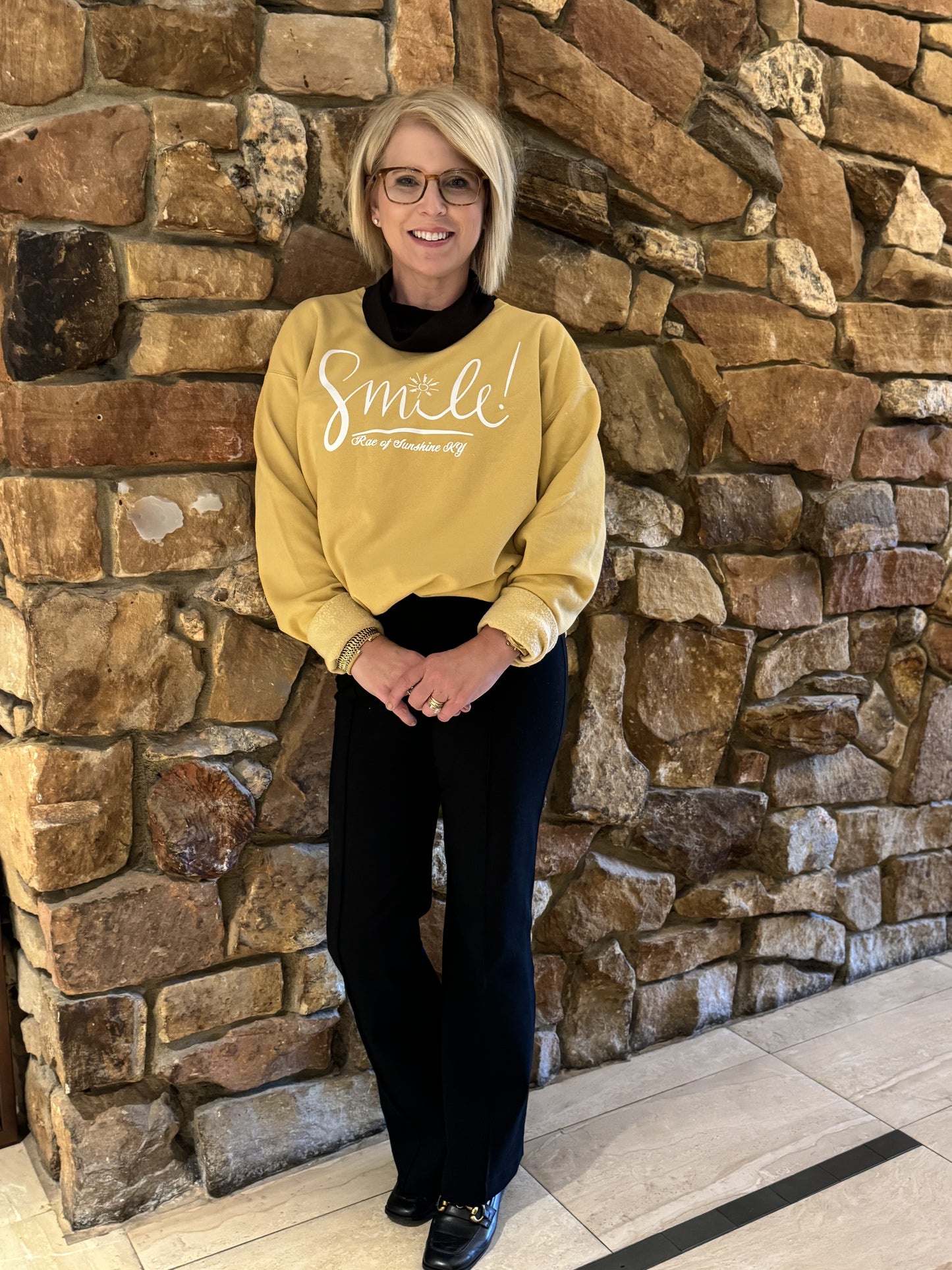 Fall SMILE Yellow Oversized Crewneck