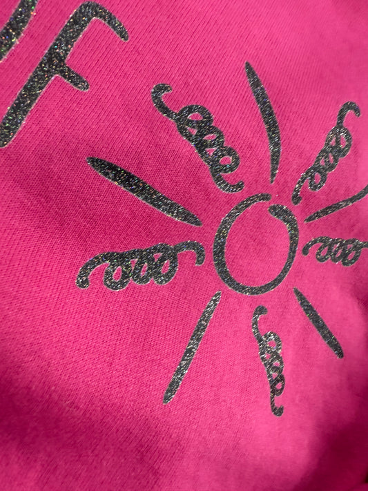 RAE OF SUNSHINE-HOT PINK CREWNECK SWEATSHIRT GLITTER DESIGN