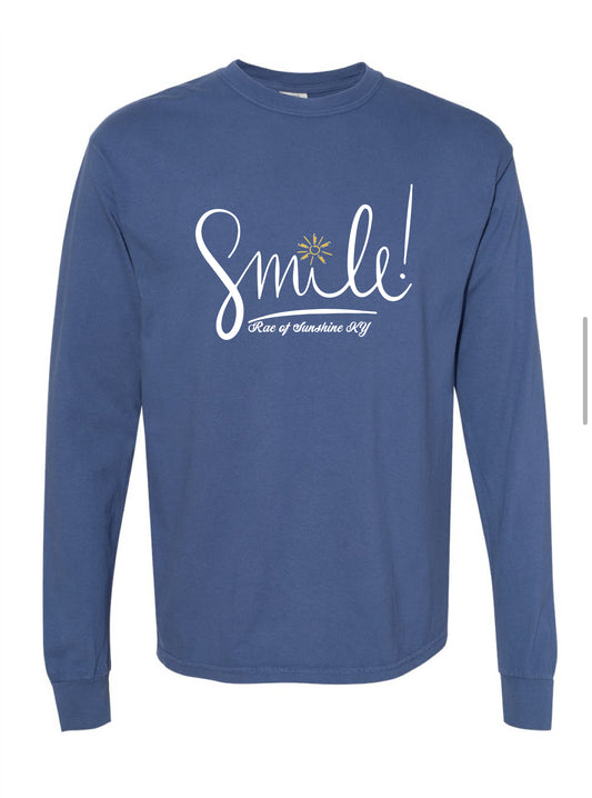 Fall SMILE Blue Long Sleeve Tee