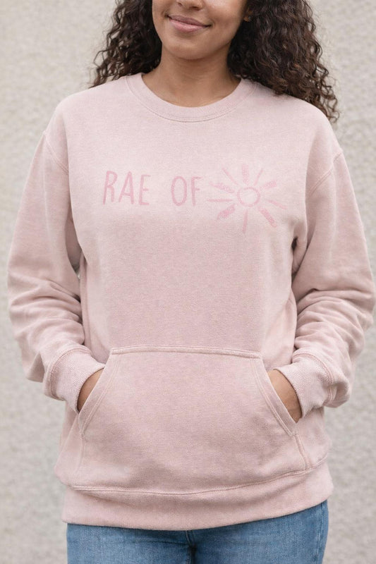 Crew Neck Pocket Sweatshirt Pink on Pink